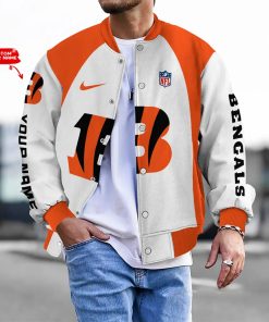 Customize Your Name With Cincinnati Bengals Button Down Baseball Varsity Bomber Jacket