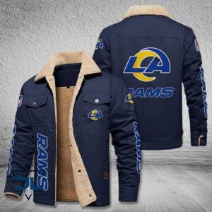 Los Angeles Rams Fleece Leather Jacket V3116