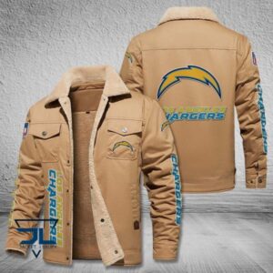 Los Angeles Chargers Fleece Leather Jacket V3116