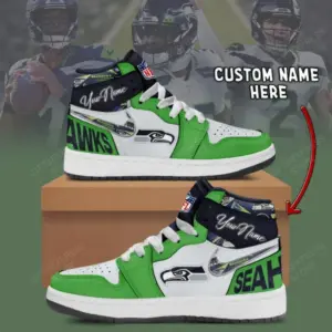 Seattle Seahawks Custom Name AJ1 Shoes V47