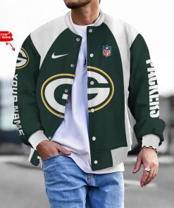 Customize Your Name With Green Bay Packers Button Down Baseball Varsity Bomber Jacket