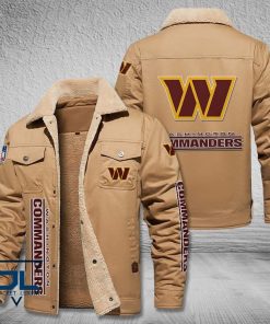 Washington Commanders Fleece Leather Jacket V3116