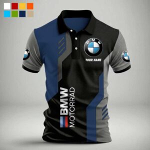 Custom Name BMW Motorrad Polo Shirt - Navy Blue