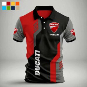 Custom Name Ducati Motorcycle Polo Shirt - Red