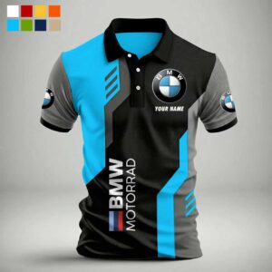 Custom Name BMW Motorrad Polo Shirt - Light Blue