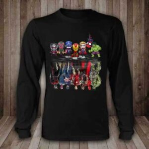 Chibi Avengers Water Reflection Long Sleeve T-Shirt