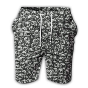 Hand-Drawn Skull All-Over Print Casual Shorts