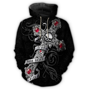 Vintage Carved Cross Pullover Hoodie