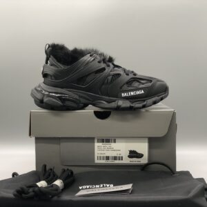 Balenciaga Track All Black Fleece Lined Hollow Chunky Dad Sneakers