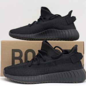 Yeezy Boost 350 V2 Full Black Breathable Knit Unisex Casual Sneakers
