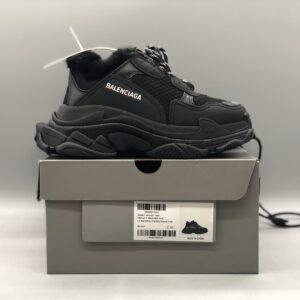 Balenciaga Triple S All Black Fleece Lined Chunky Dad Sneakers