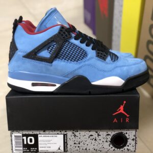 Air Jordan 4 Retro Travis Scott Blue Suede Collaboration Sneakers