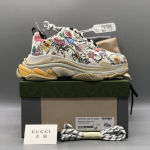 Balenciaga x Gucci Triple S Floral Print Co-branded Chunky Dad Sneakers