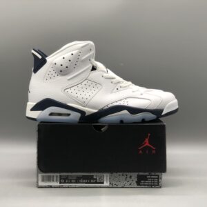 Air Jordan 6 Retro White Navy High Top Basketball Sneakers