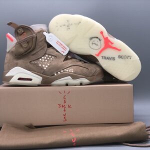 Travis Scott x Air Jordan 6 Retro "British Khaki" (Pink Brown) Collaboration Sneakers