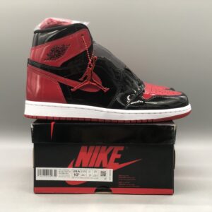 Air Jordan 1 High OG Patent Bred Black Red Patent Leather Retro Basketball Sneakers