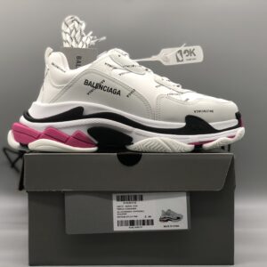 Balenciaga Triple S All Over Logo White Pink Chunky Dad Sneakers