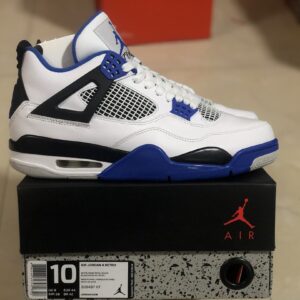 Air Jordan 4 Retro White Blue Black Mid Basketball Sneakers
