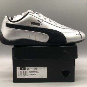 PUMA‑Speedcat‑Silver‑Black Round‑Toe Lace‑Up Casual Shoes