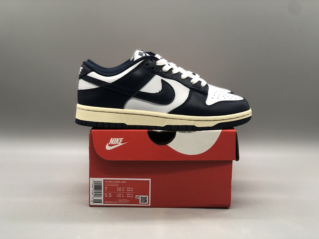 Nike Dunk Low Vintage Navy Casual Skate Shoes