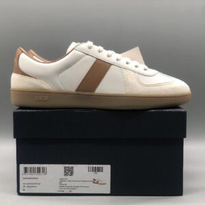 DIOR B01_Dior B01 Leather‑Suede Low‑Top Sneakers White Brown Colorway