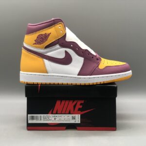Air Jordan 1 High OG Yellow Burgundy White Color Block Retro Basketball Sneakers