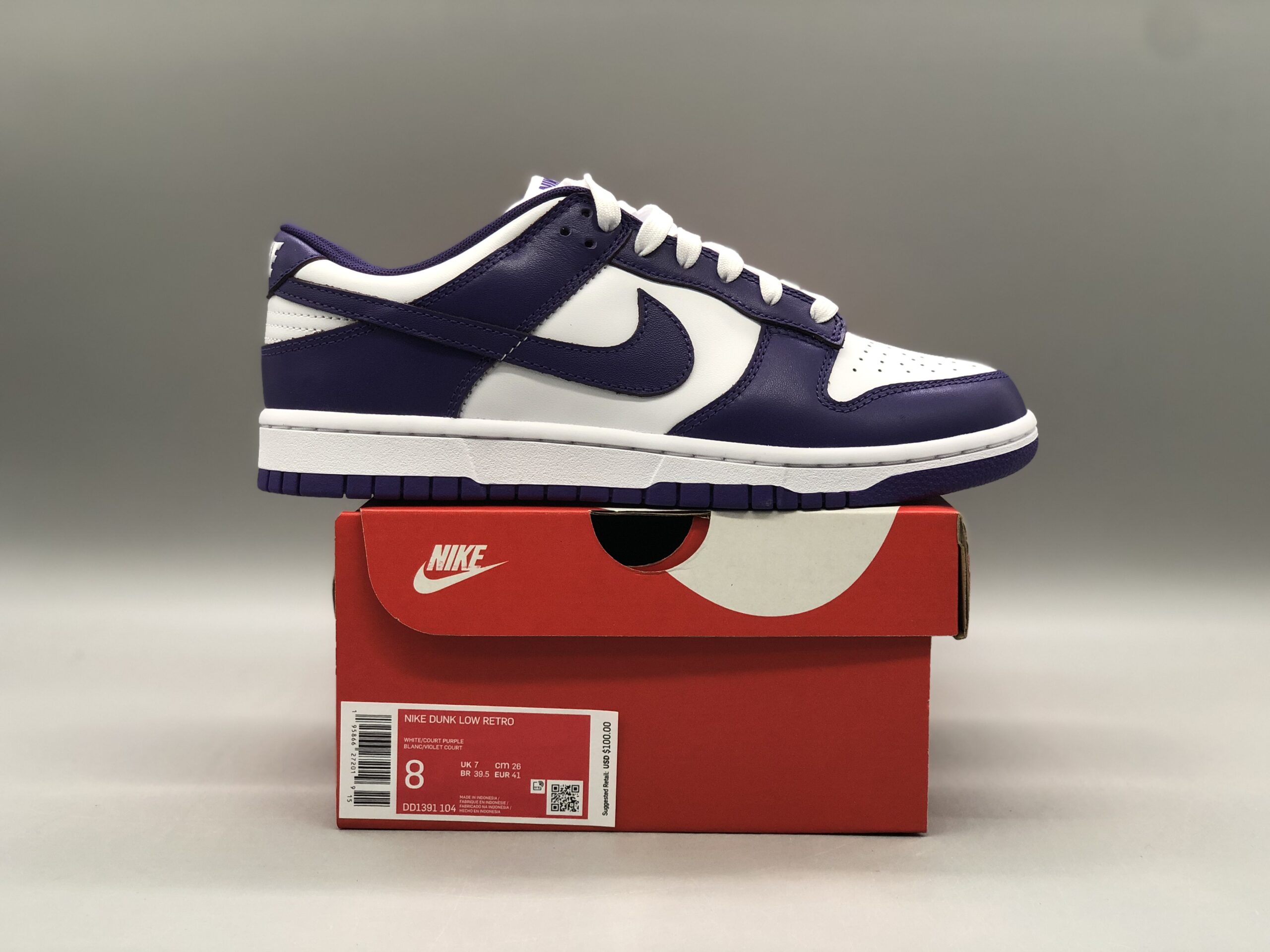 Nike Dunk Low Retro White Purple Casual Skate Shoes