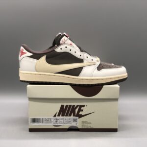 Travis Scott x Air Jordan 1 Low Reverse Mocha Cactus Jack Co-branded Skate Sneakers
