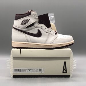 Air Jordan 1 High OG A Ma Maniére Off White Burgundy Snake Print Retro Basketball Sneakers
