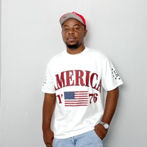 Menswear 250 Years of Freedom Round Neck Shortsleeve Loose T-shirt - Classic Stars & Stripes American Tradition Top