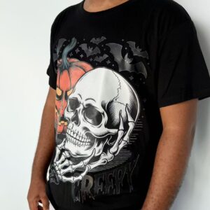 Men's Short-Sleeve Cotton T-Shirt - Unisex Fit, Edgy Pumpkin Skull Edgy Print,